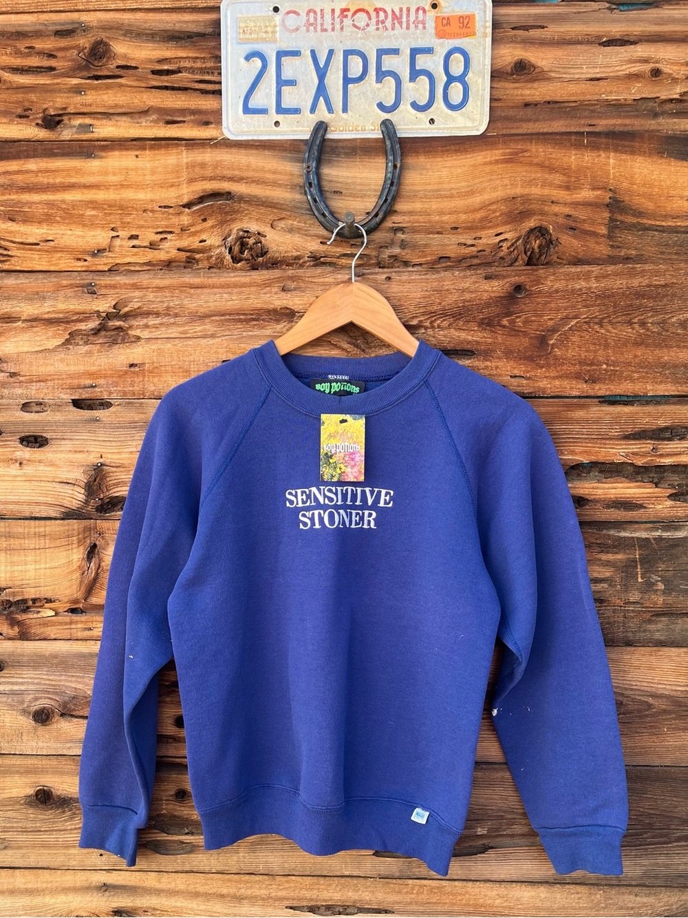 BOY POTIONS | Upcycled Embroidered “Sensitive Stoner” Crewneck Sweatshirt XS